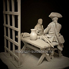 Сборная миниатюра из смолы Французы за столом, 75 мм, TRILOKA MINIATURES (TLK-75-045) (TLK-75-045)