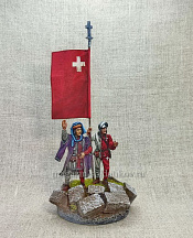 Миниатюра из олова Швейцарская баталия XV век, 54 мм, Студия Большой полк - фото