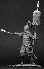 Сборная миниатюра из металла Монгольский воин с бунчуком 54 мм, Chronos miniatures - фото