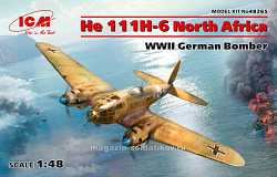 Сборная модель из пластика He 111H-6 «Северная Африка», Германский бомбардировщик ІІ МВ (1/48) ICM (48265) (48265)