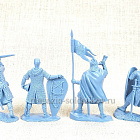 Солдатики из мягкого резиноподобного пластика Норманнские рыцари, часть 2 (н 8 шт, серо-голубой цвет) 1:32, Солдатики Публия
