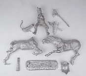 Сборная миниатюра из металла Конный монгол с луком (олово). Куликовская битва 1380 г. (54мм), Три богатыря - фото