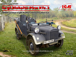 Сборная модель из пластика le.gl.Einheitz-Pkw Kfz.2, Германский легкий автомобиль радиосвязи II МВ (1/35) ICM (35583) (35583)