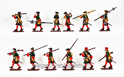 Миниатюра в росписи Преображенский полк, Армия Петра I, XVIII век, 1:32 (МСПОР109Р) (МСПОР109Р )