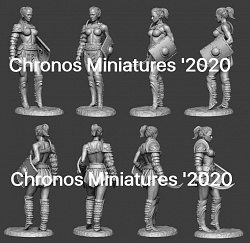Сборная фигура из смолы Миры Фэнтези: Гладиатриса, 75 мм Chronos Miniatures