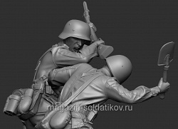 Сборная фигура из смолы Схватка красноармейца с солдатом Вермахта. 1941-42 г. (1), 1:35, SOGA miniatures (SM 3019) (SM 3019)