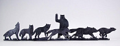 Солдатики из пластика Животные (6+1 шт, черный цвет), Воины и битвы - фото