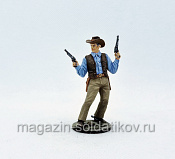 Миниатюра из олова Ковбой с двумя револьверами, 54 мм, Студия Большой полк - фото