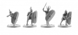 Сборная миниатюра из смолы Армия Карфагена, набор №2, Карфагенские воины 4 фигуры, 28 мм, V&V miniatures
