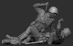 Сборная фигура из смолы Схватка красноармейца с солдатом Вермахта. 1941-42 г., 1:35, SOGA miniatures (SM 3018) (SM 3018)