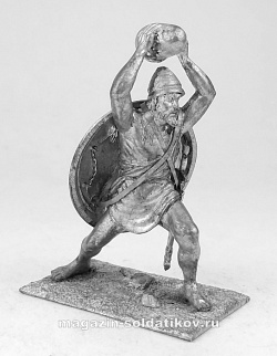 Миниатюра из металла Греческий ополченец с камнем, 54 мм, Магазин Солдатики