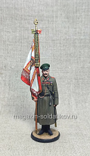 Миниатюра из олова Подпрапорщик с полковым знаменем 1916 г., 54 мм, Студия Большой полк - фото