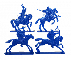 Солдатики из пластика Конные половцы, Выпуск 1, 54 мм (4 шт, синий цвет, без кор), Воины и битвы