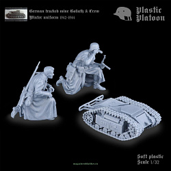 Солдатики из пластика Самоходная мина-танкетка «Голиаф» с расчетом. Зима 1:32 Plastic Platoon