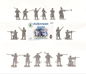 Солдатик из пластика пл012-СРБР Выбранецкая пехота (16 фигурок, серебрянный) 1:32, Уфимский солдатик - фото