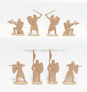 Солдатик из пластика Усиление. Рыцари-Тамплиеры №2 (8 фигурок, бежевый) 1:32, Уфимский солдатик - фото