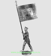 Миниатюра из олова Знаменосец белой гвардии ВСЮР, 1920 г., 54 мм, Россия - фото