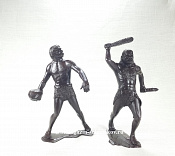80011 Пещерные люди, набор из 2-х фигур №2 (темно-коричневые, 150 мм) АРК моделс
