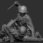 Сборная фигура из смолы Схватка красноармейца с солдатом Вермахта. 1941-42 г., 1:35, SOGA miniatures (SM 3018) (SM 3018)