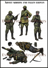 Сборные фигуры из смолы Советские солдаты и павший немецкий солдат 1/35 Evolution - фото