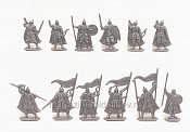 Солдатики из пластика Русские пешие витязи (12 шт., серебряный) Воины и битвы - фото