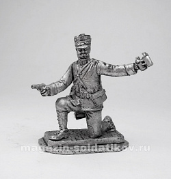 Миниатюра из олова 117 РТ Младший офицер бельгийской линейной пехоты 1915, 54 мм, Ратник