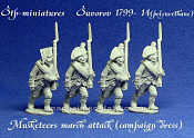 STP038M Мушкетеры в походной форме, Альпийский поход Суворова 1799 г., Россия, 28 мм STP-miniatures