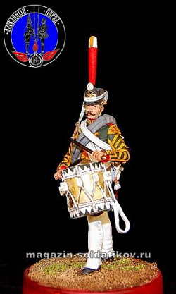 Сборная миниатюра из металла Барабанщик лейб гвардии Семёновского полка 1812 г, 1:30, Оловянный парад