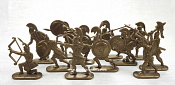 Солдатики из пластика Воины древней Эллады, набор №2 (12 шт, темная бронза) 52 мм, Солдатики ЛАД - фото