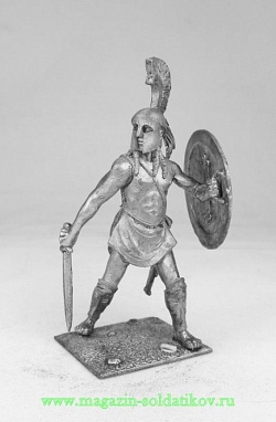 Миниатюра из металла Греческий гоплит с мечом, 54 мм, Магазин Солдатики