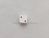 1239 Кубик D6, 10 мм. Белый с красными точками в блистере