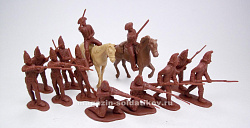 Солдатики из пластика Rev. War Hessians 12 figures in 6 poses (brown) plus 2 horses, 1:32 ClassicToySoldiers