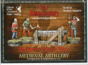 Средневековые артиллеристы, 3 фигуры и бомбарда, 40 мм, V&V miniatures
