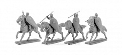 Фигурки из смолы Нормандские всадники, набор №2, 4 фигуры, 28 мм, V&V miniatures