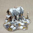 Масштабная модель в сборе и окраске Сгоревшая изба. Зима, 1:56, Средневековый город