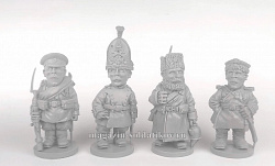 Фигурки из смолы Русская армия, WWI, набор из 4 фигурок, 50 мм, Баталия миниатюра