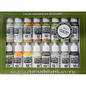 Набор модельных красок Земля 16 шт Vallejo - фото