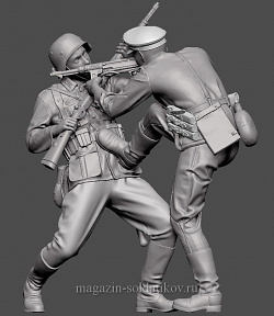 Сборная фигура из смолы Схватка сержанта РККА с солдатом Вермахта. 1941-42 г., 1:35, SOGA miniatures (SM 3012) (SM 3012)