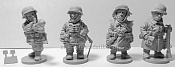 Сборные фигуры из смолы Германская армия (Вермахт №2), комплект шаржевых фигур из 4-х штук - фото