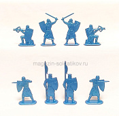 Солдатик из пластика Усиление. Рыцари-Тамплиеры №2 (8 фигурок, голубой металлик) 1:32, Уфимский солдатик - фото
