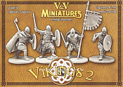 Сборная миниатюра из смолы Викинги, набор №2, 4 фигуры, 28 мм, V&V miniatures - фото