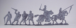 Солдатики из пластика Барон Хлодомир и его люди 54 мм ( 4+2 шт, серебристый цвет), Воины и битвы