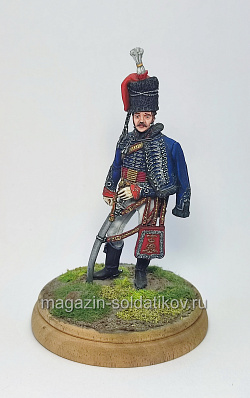 Масштабная модель в сборе и окраске Офицер 16-го гусарского полка, 1815 год, Британия, 54 мм (PB014) (PB014)