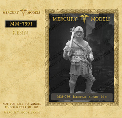 Сборная фигура из смолы Medieval knight 14c, 75 мм, Mercury Models
