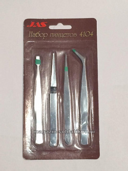 Набор пинцетов, 4 шт, Jas (АЭ-4104) (АЭ-4104)