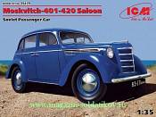 Сборная модель из пластика Москвич-401-420, советский пассажирский автомобиль, (1/35) ICM - фото