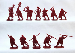 Солдатики из пластика Тевтобург: Римские легионеры (12 шт, вишневый) 52 мм, Солдатики ЛАД