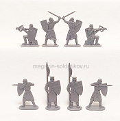 Солдатик из пластика Усиление. Рыцари-Тамплиеры №2 (8 фигурок, серый) 1:32, Уфимский солдатик - фото