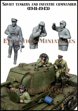Сборная фигура из смолы ЕМ 35208 Советские танкисты и командир пехоты 1:35, Evolution