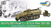 Масштабная модель в сборе и окраске Д БТР Sd.Kfz251 с пушкой 3,7 мм (1/72) Dragon - фото